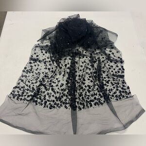 Beaded Black Tulle Fabric 28” W x 57” L See Through Mesh - DYI Project